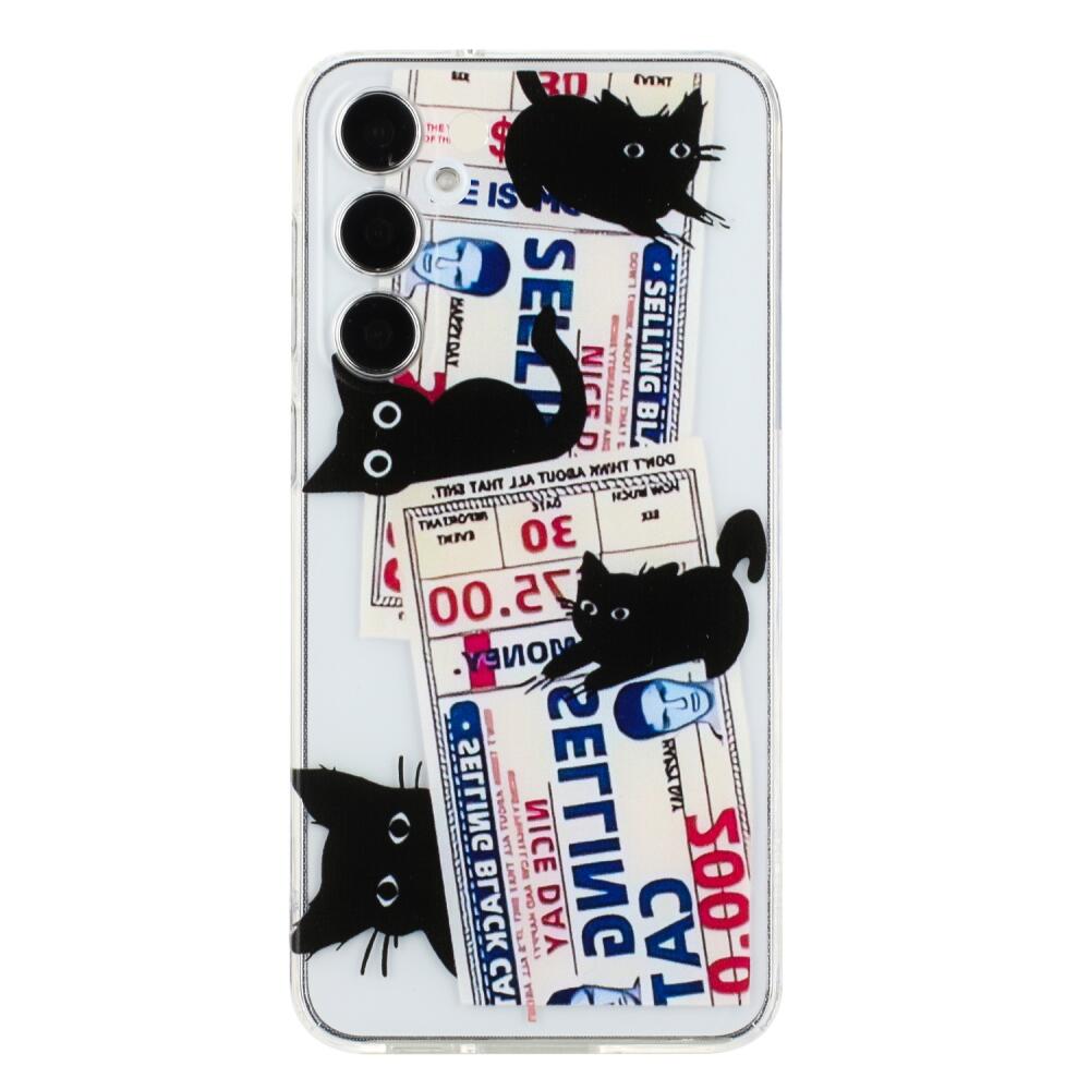 Black Cat Pattern Protective TPU Case for Samsung Galaxy S24 5G