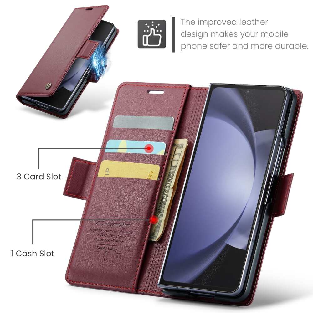 CaseMe 023 RFID Anti-theft Case For Samsung Galaxy Z Fold5 - Wine Red
