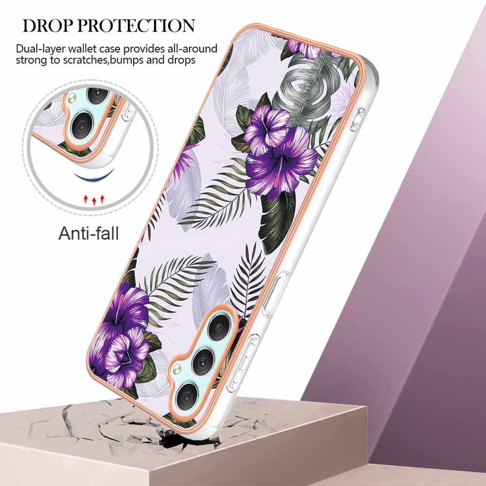 Electroplating IMD Case for Samsung Galaxy A25 5G - Purple Flower