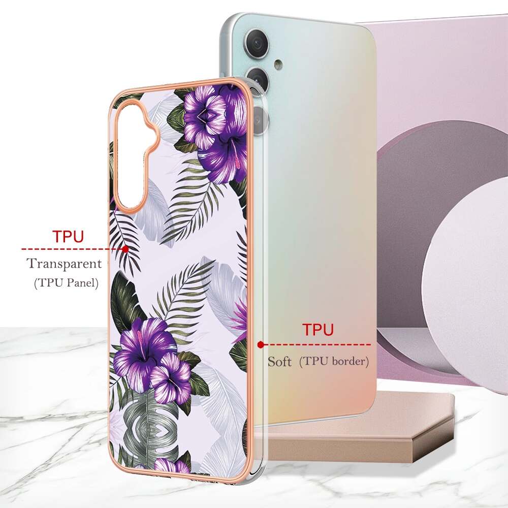 Electroplating IMD Case for Samsung Galaxy A25 5G - Purple Flower