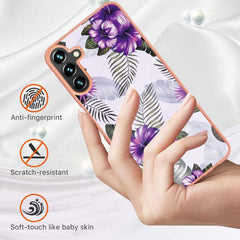 Electroplating IMD Case for Samsung Galaxy A35 5G - Purple Flower
