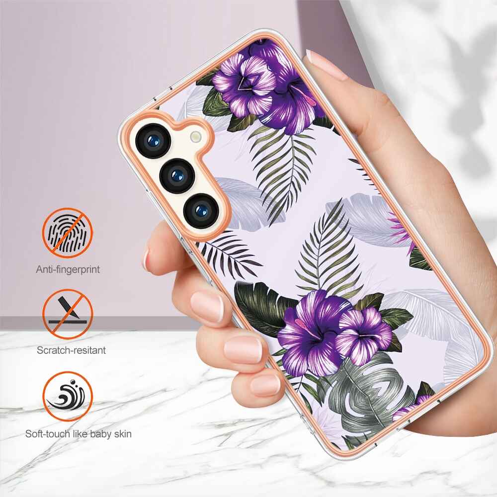 Electroplating IMD Case for Samsung Galaxy S24 5G - Purple Flower