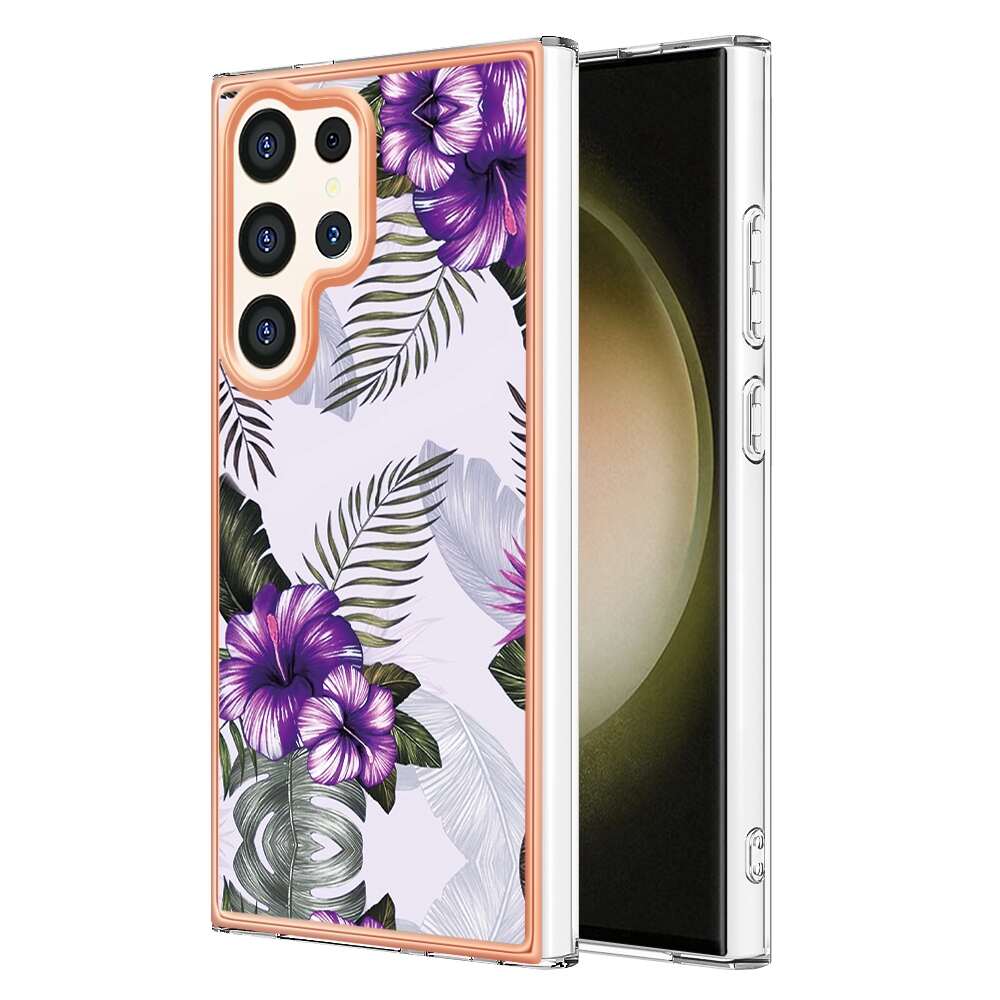Electroplating IMD Case for Samsung Galaxy S24 Ultra 5G - Purple Flower