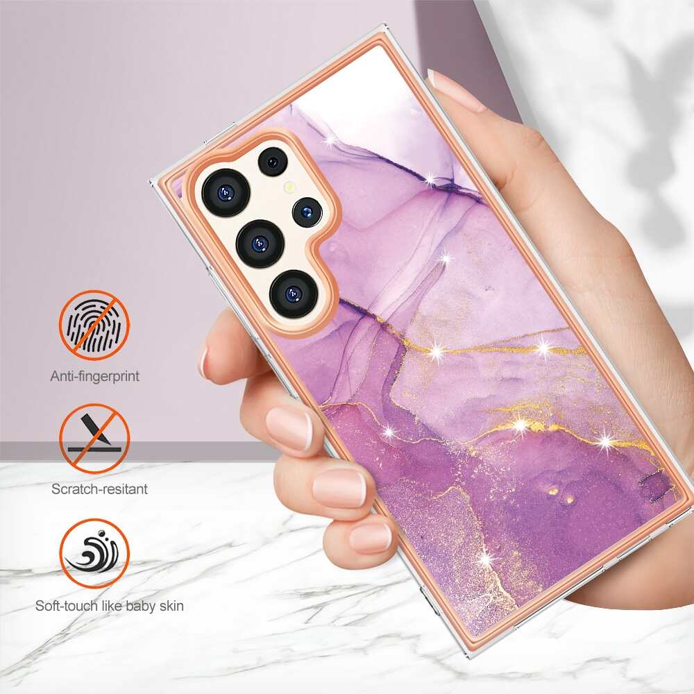Marble Dual-side IMD Case For Samsung Galaxy S24 Ultra 5G - Purple