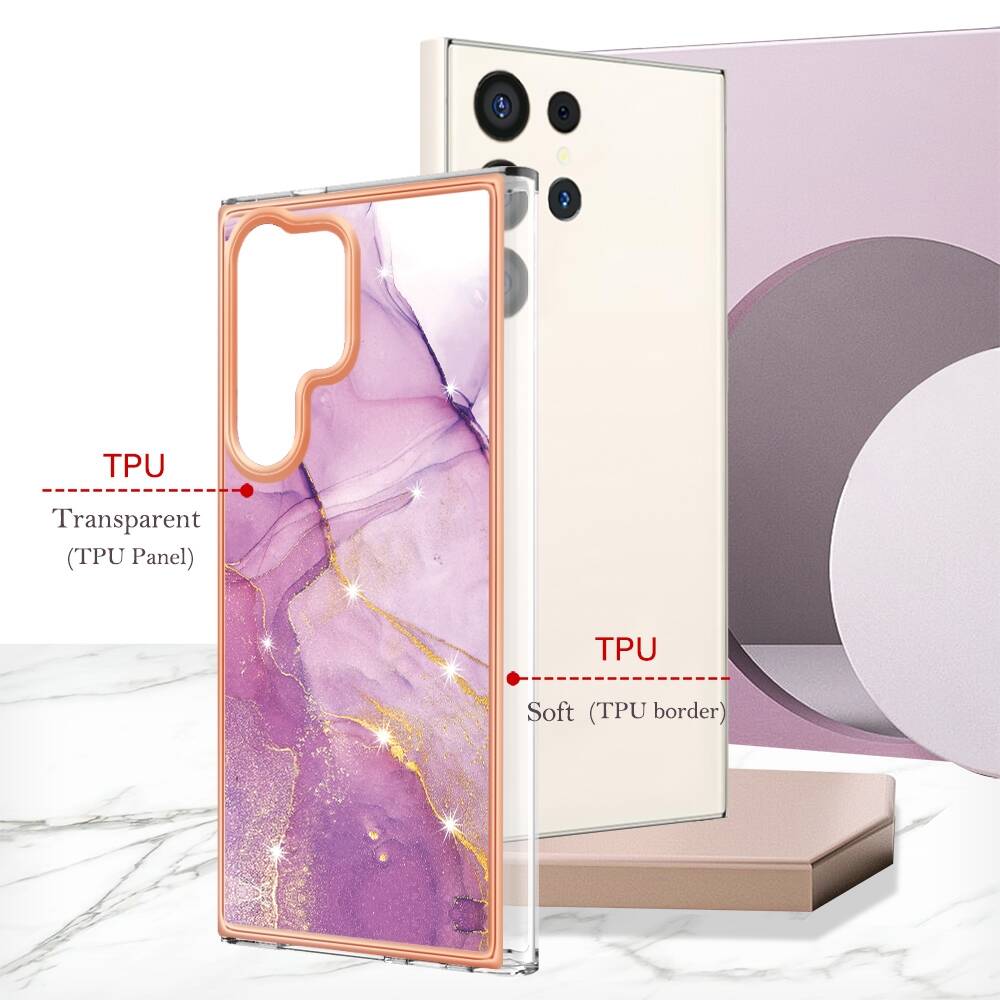 Marble Dual-side IMD Case For Samsung Galaxy S24 Ultra 5G - Purple