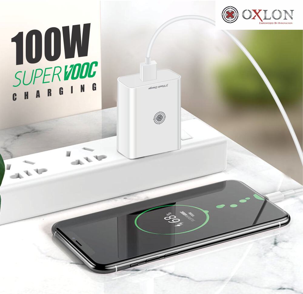 OXLON 124W Super Fast VOOC Charger With USB Port A - White