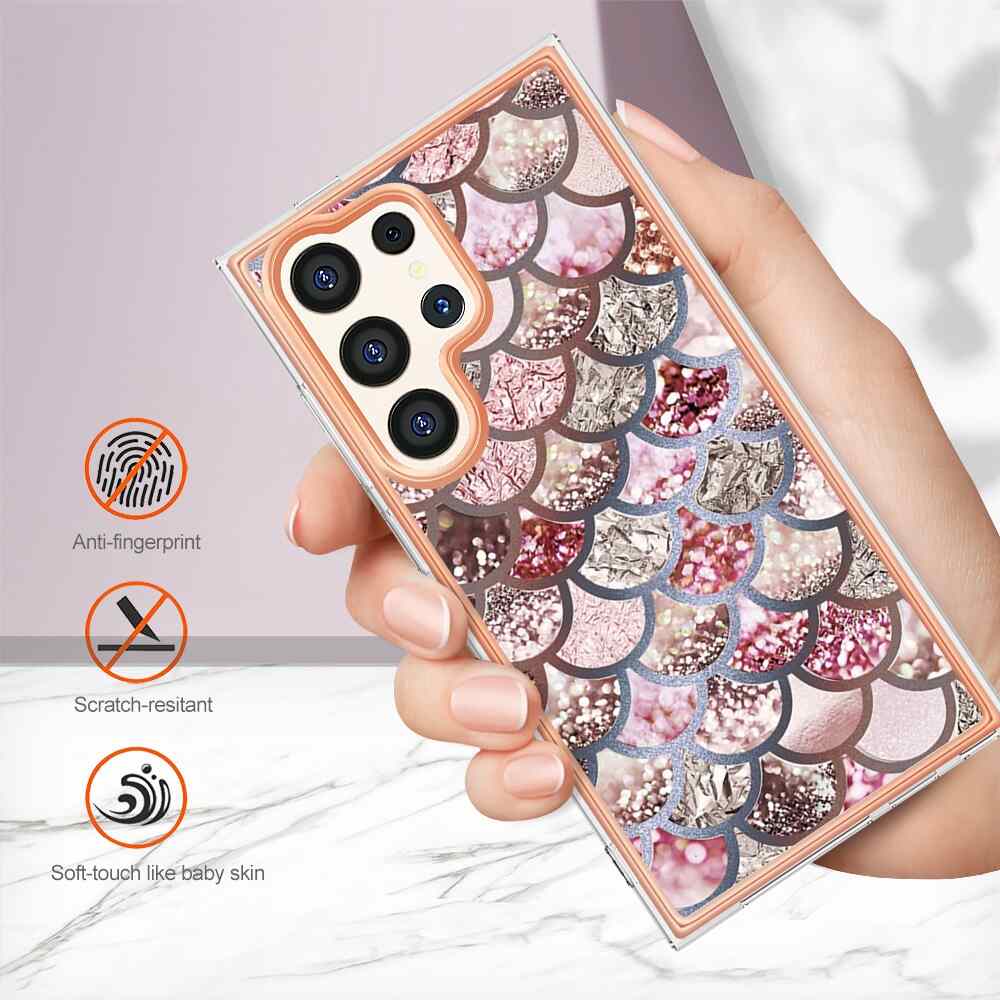 Shockproof IMD Case for Samsung Galaxy S24 Ultra 5G - Pink Scales