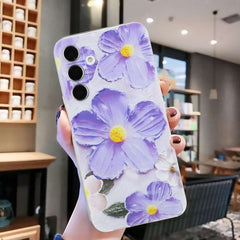 Shockproof TPU Case for Samsung Galaxy A25 5G - Purple Flowers