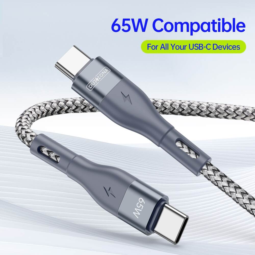 USB C Cable Fast Charging Nylon Braided 65W 3M - Grey