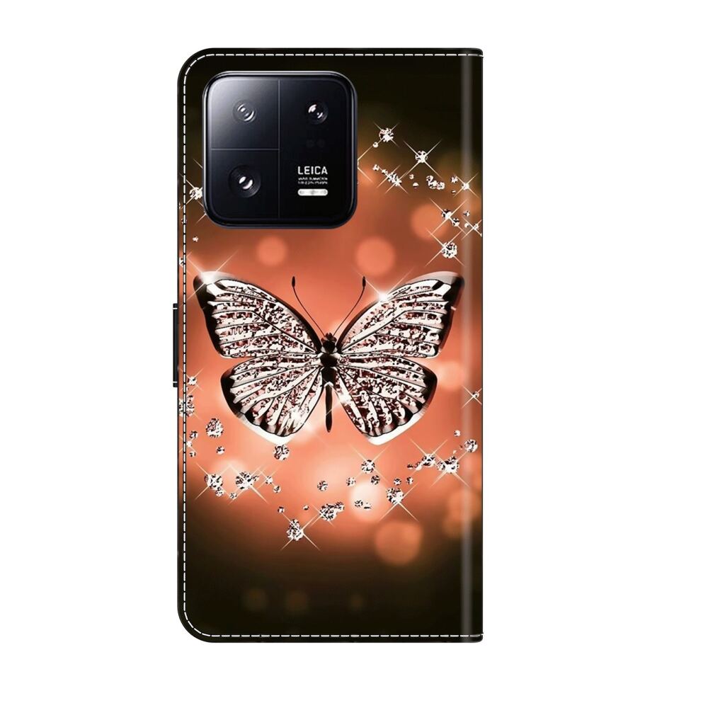 Crystal Butterfly Design PU Leather Case for Xiaomi 13 Pro