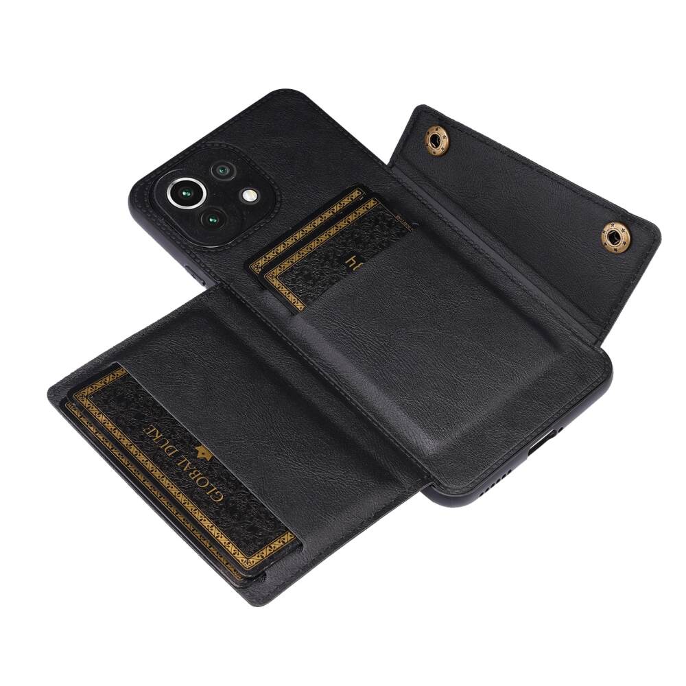 Double Buckle PU Leather + TPU Case for Xiaomi Mi 11 Lite - Black